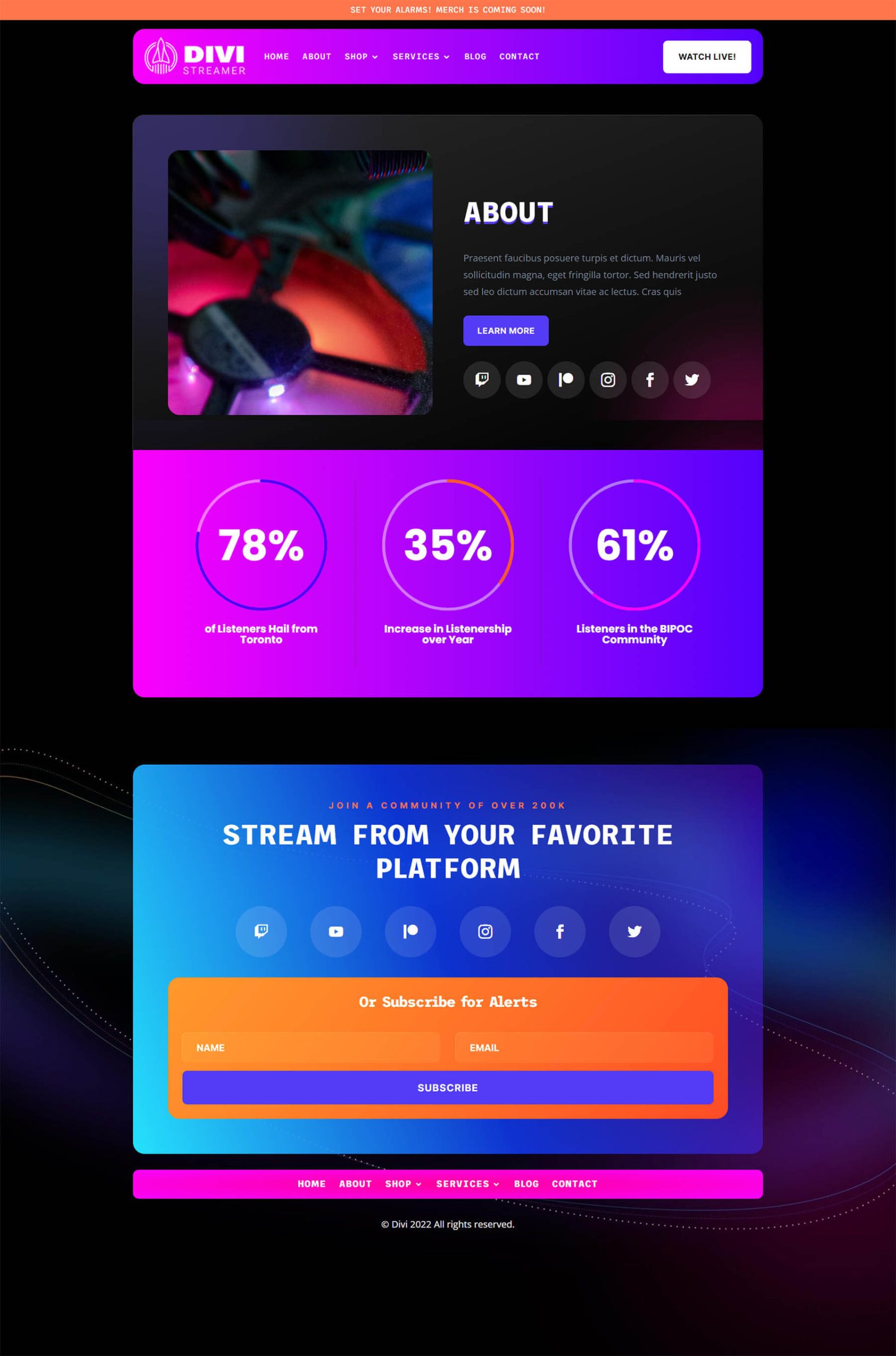 Modulul de contor cerc al stilului Divi - Divi Streamer