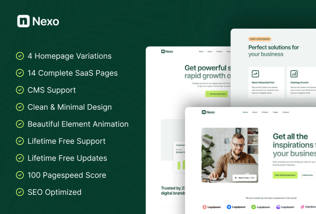 2. Nexo – Multi-Layout-SaaS-Vorlage