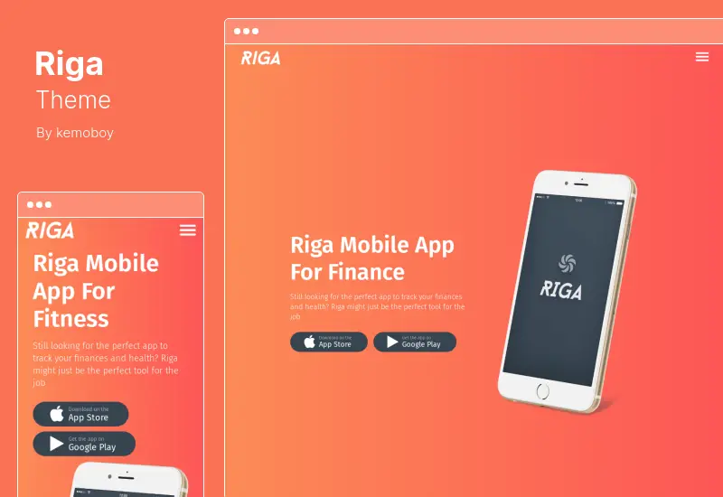 Riga Theme - Тема WordPress для целевой страницы мобильного приложения