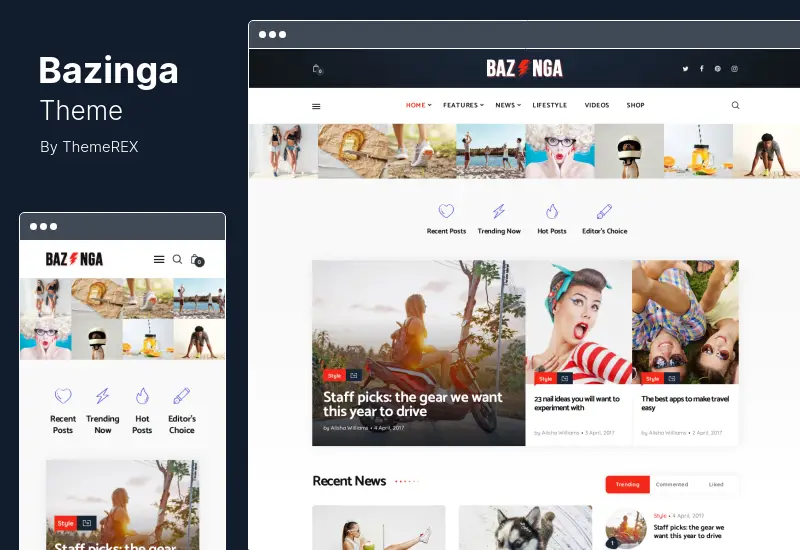 Bazinga 主題 - 現代雜誌和病毒博客 WordPress 主題