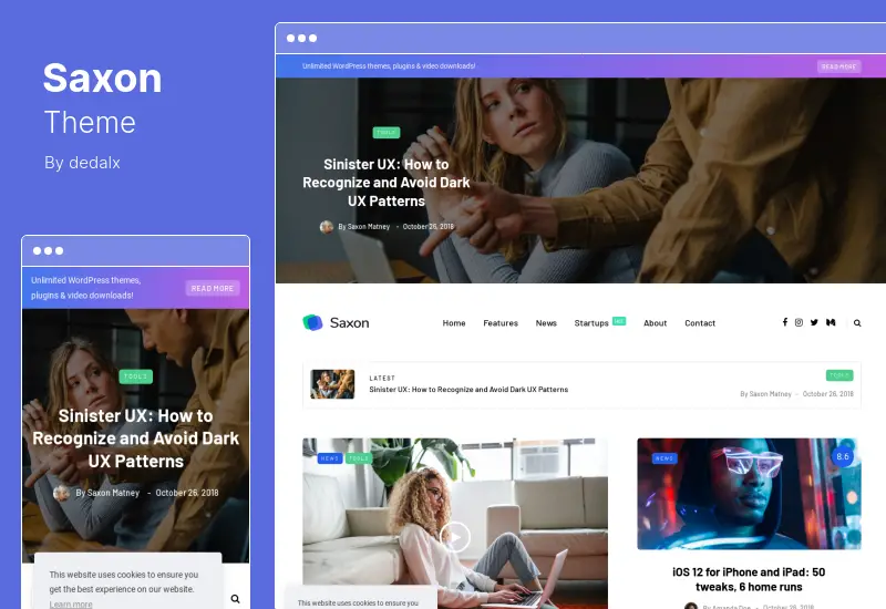 Saxon 主題 - 病毒內容博客和雜誌營銷 WordPress 主題