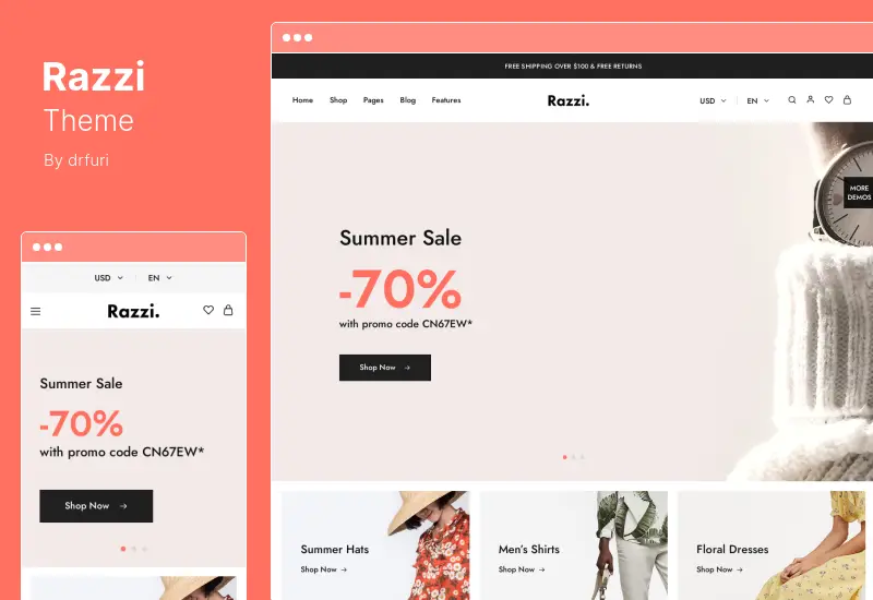 Razzi Theme — многоцелевая тема WordPress для WooCommerce