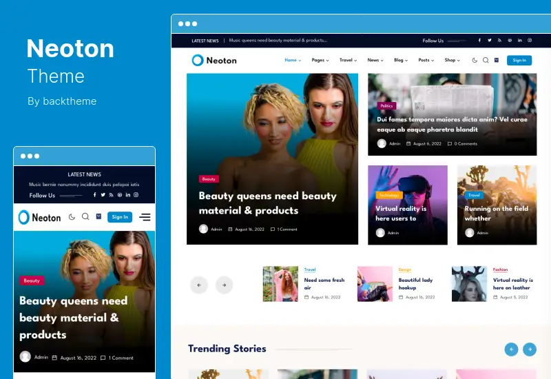 Neoton Theme - ธีม WordPress ของนิตยสารข่าว