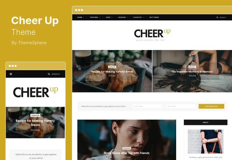 Tema CheerUp - Tema WordPress per cibo, blog e riviste