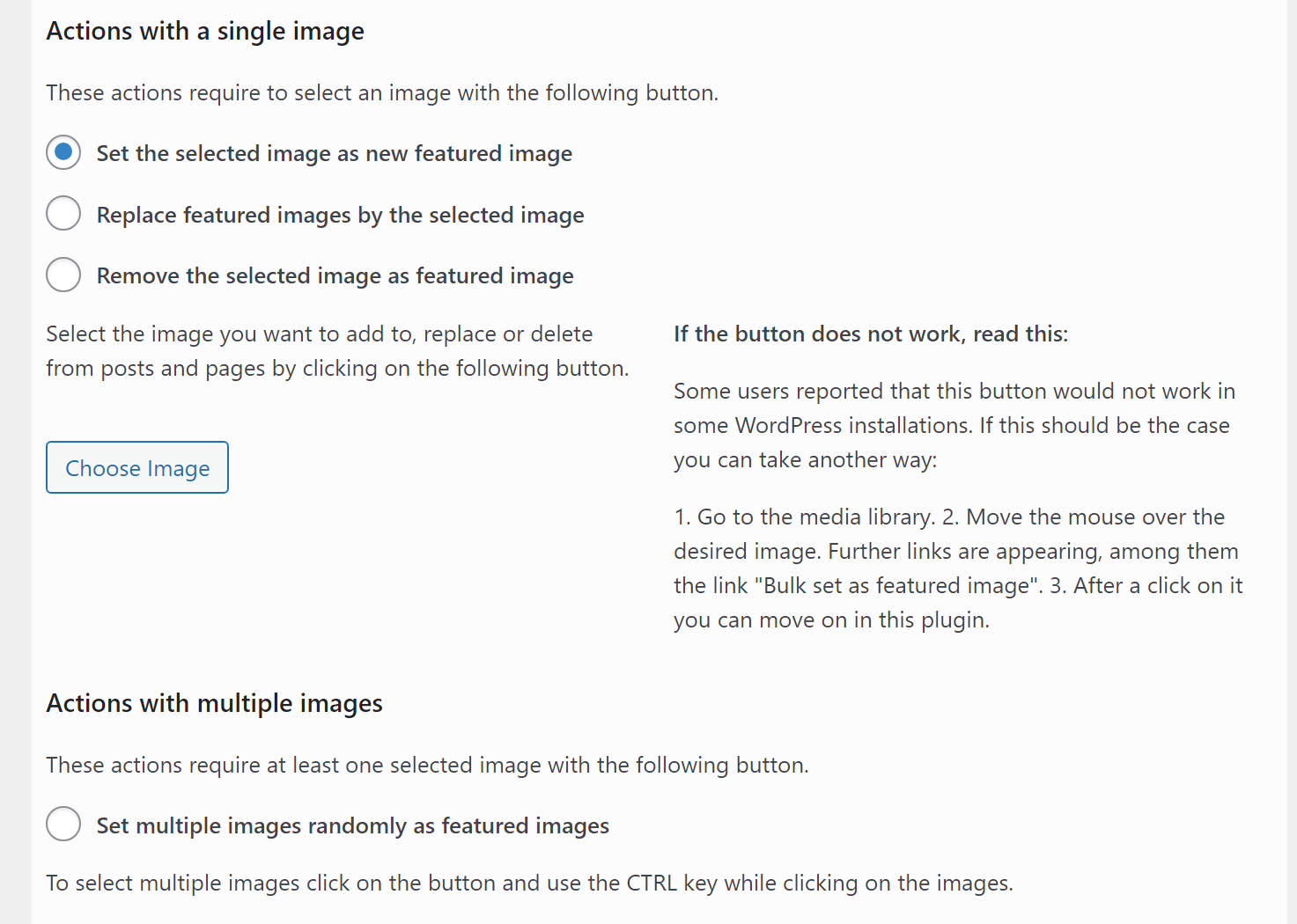 Configuration du remplacement en masse des images en vedette dans WordPress.