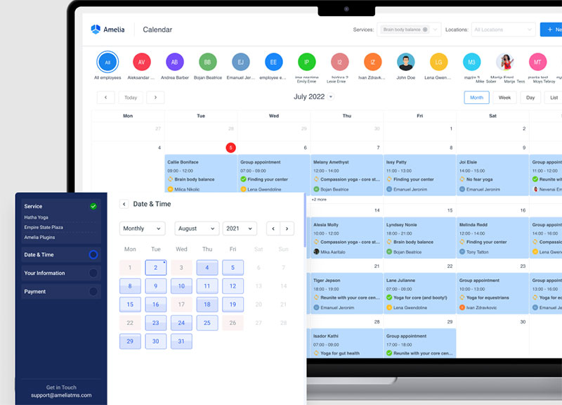 Prezentare generală a calendarului amelia booking plugin