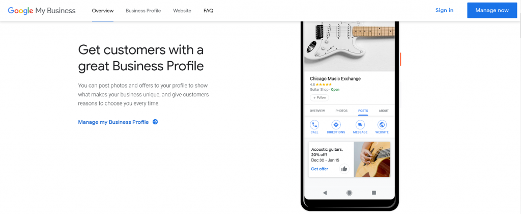 Esta es una captura de pantalla que muestra cómo funciona Google My Business Listing