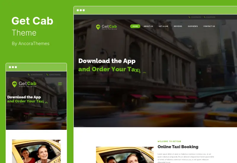 GetCab 主題 - 在線出租車服務 WordPress 主題