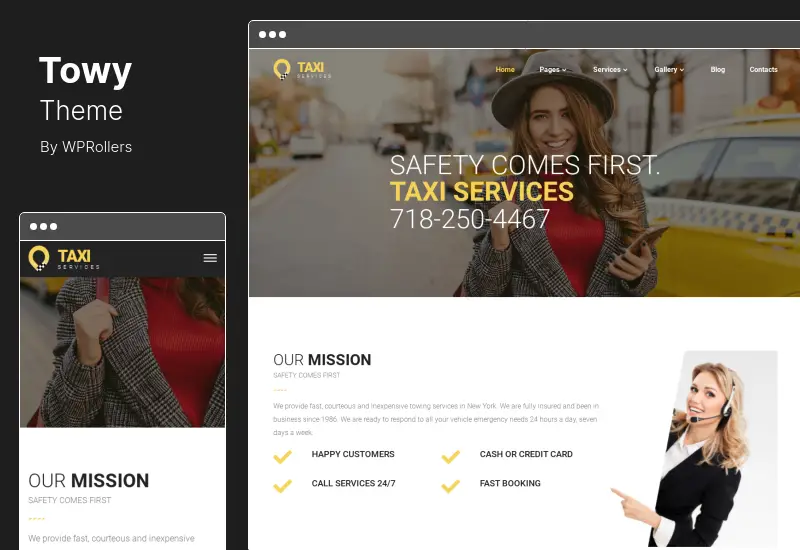 Towy Theme - Тема WordPress для службы аварийной эвакуации автомобилей и помощи на дороге