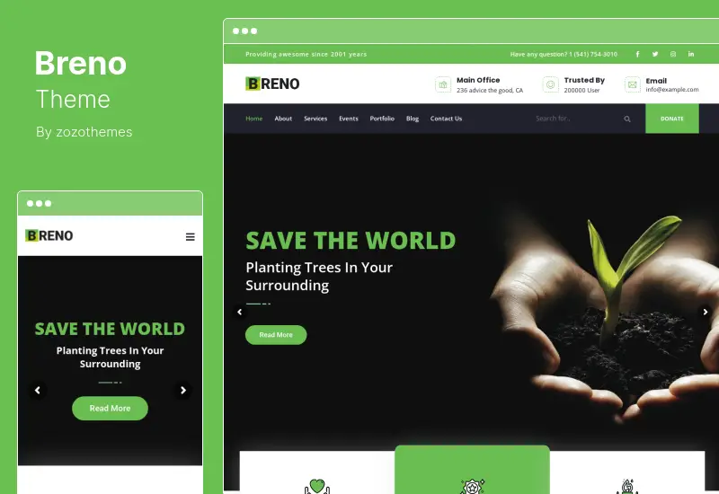 Breno Theme - Тема WordPress с зеленой энергией