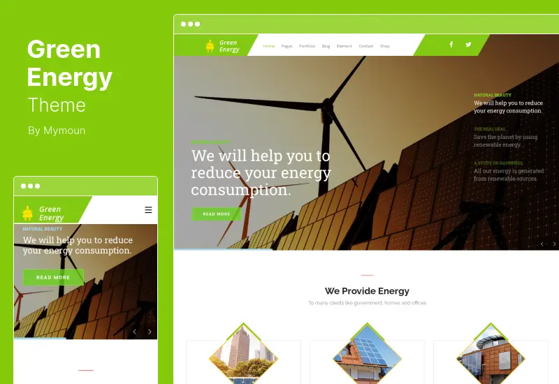 Green Energy Theme - Tema WordPress para empresas renováveis