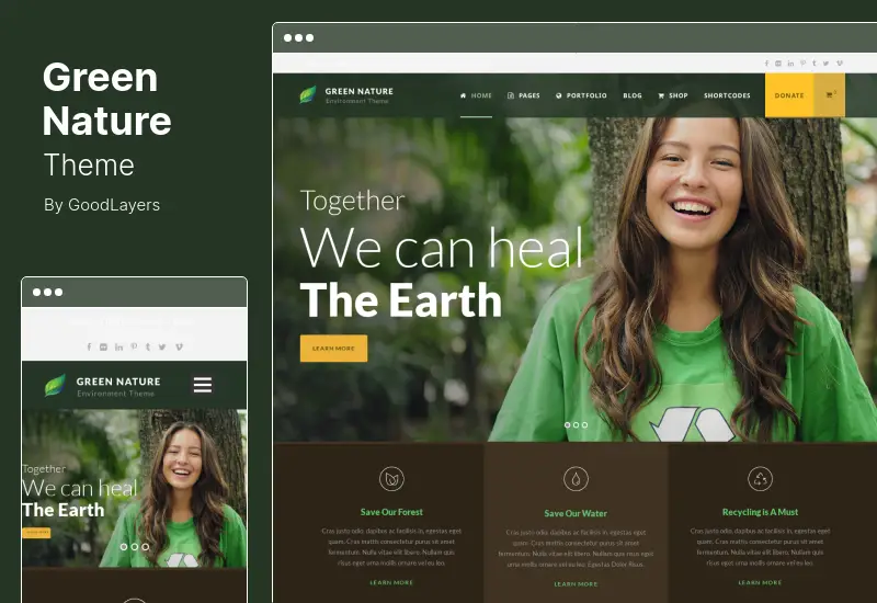 Green Nature Theme - Tema WordPress de mediu și nonprofit