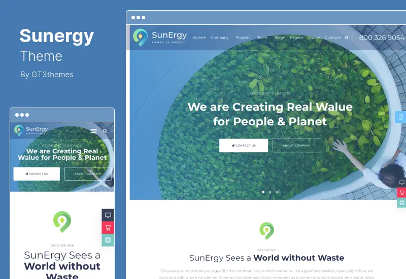 Tema Sunergy - Tema WordPress de energia verde eólica e solar