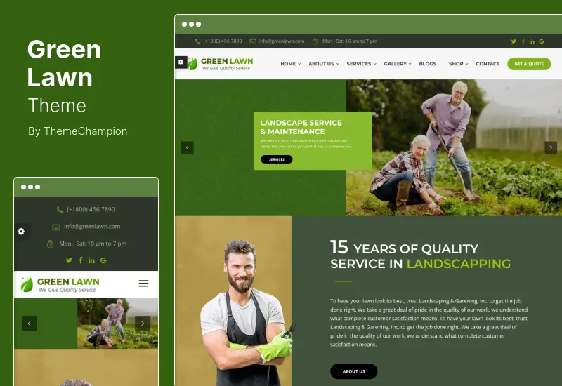 Green Lawn Theme - Tema WordPress pentru amenajare a teritoriului