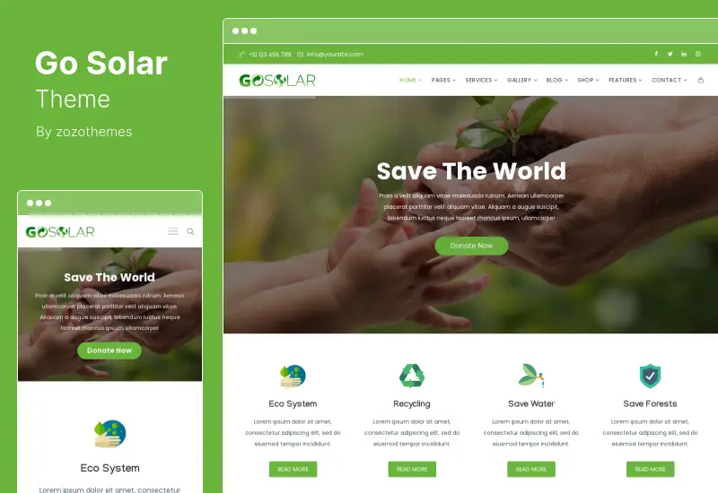 Tema GoSolar - Tema WordPress Eco Ambiental e Natureza