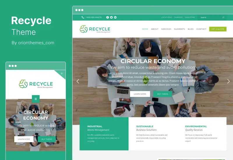 Recycle Theme - Tema WordPress Ambiental e de Negócios Verdes