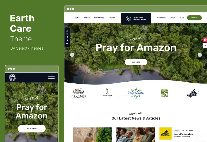 Tema EarthCare - Tema WordPress pentru ecologie și mediu