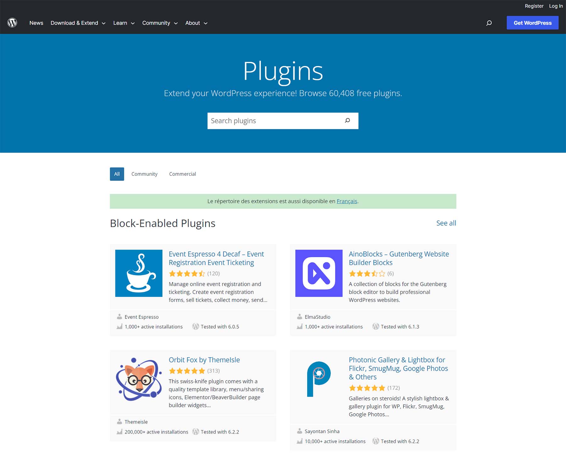 Repositorio de complementos de WordPress