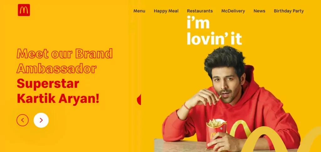 immagini localizzate sul sito web di mcdonalds