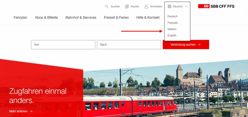 Mehrsprachige Website Schweiz