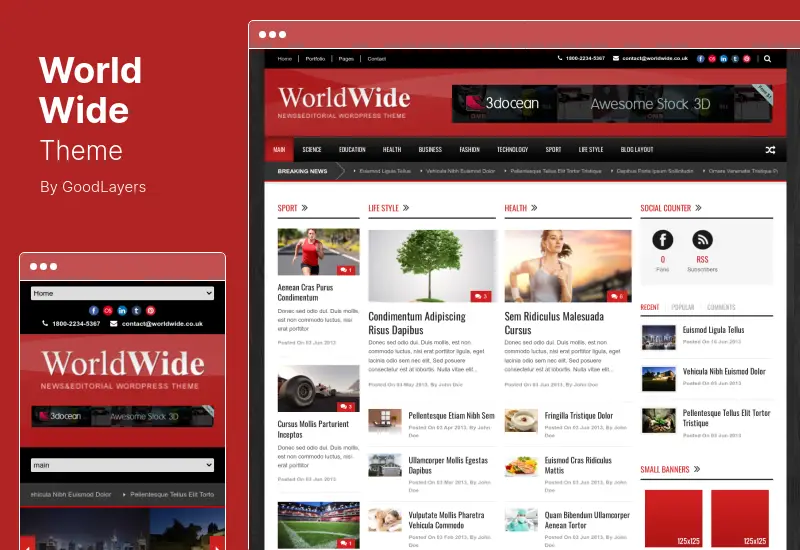 World Wide Theme - Tema de WordPress para revista responsiva