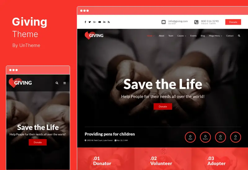 Giving Theme — motyw WordPress dla organizacji pozarządowych/organizacji charytatywnych/fundraisingu