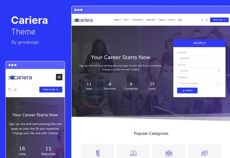 Cariera Theme - Papan Pekerjaan Tema WordPress