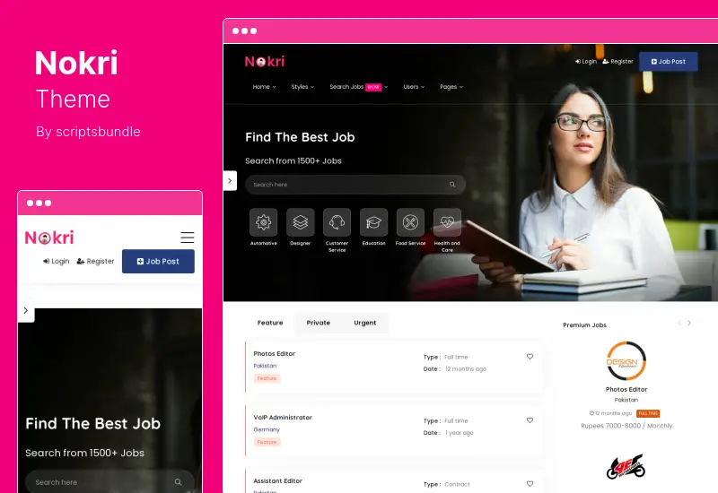Nokri Teması - Job Board WordPress Teması
