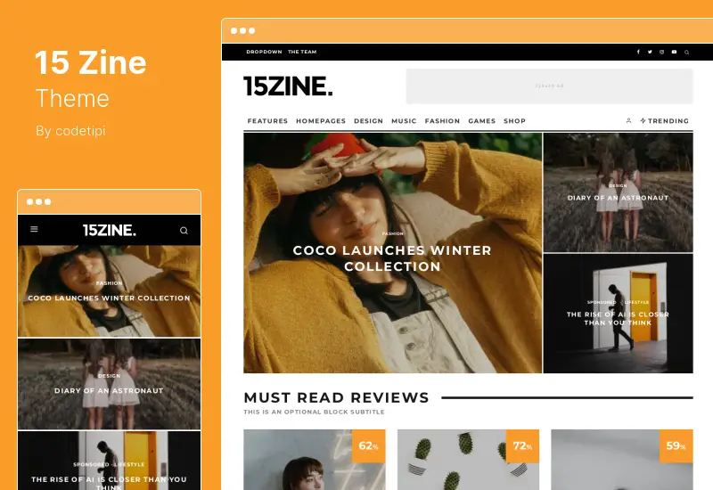 15Zine Theme - مجلة صحيفة مدونة أخبار WordPress Theme