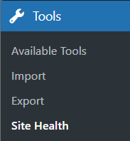 Option „Site Health“ im WordPress-Dashboard