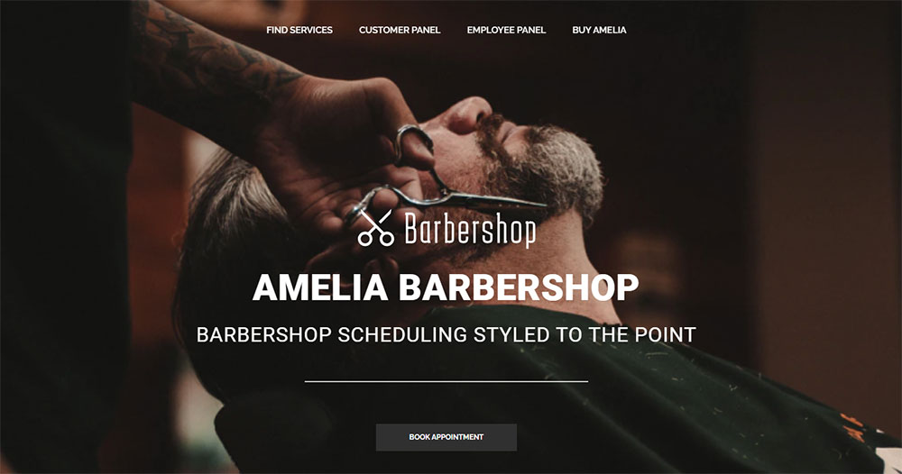 site de reserva de barbeiro amelia demo
