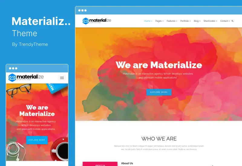 Materialize Theme — многоцелевая тема WordPress с дизайном материалов