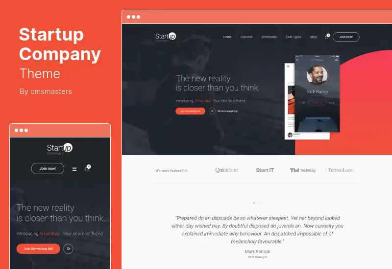 Startup Company Theme - Tema de WordPress para negocios y tecnología