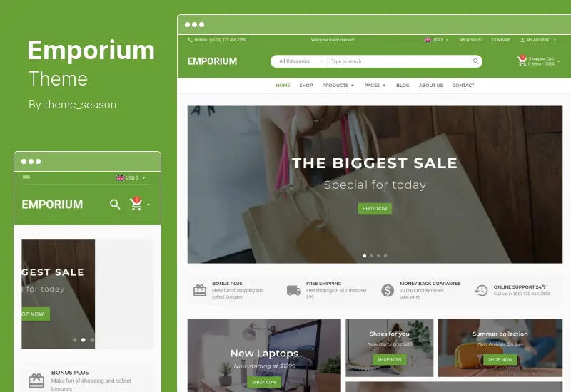 Emporium 主题 - Material Design 电子商务 WordPress 主题