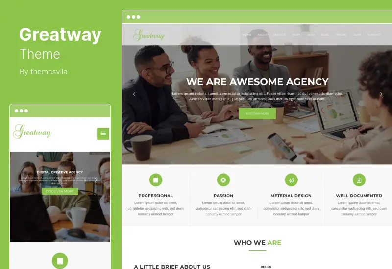 Greatway Theme - Tema de WordPress de diseño de materiales