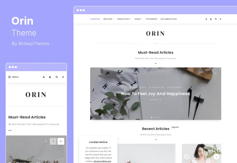 Tema Orin - Tema WordPress minimo per blog