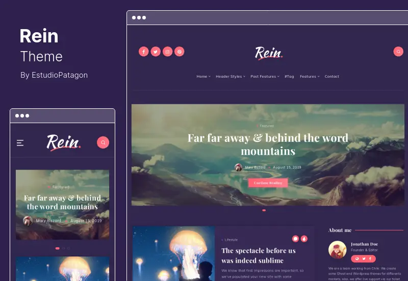 Rein Theme - Tema WordPress Gelap Ringan Minimal