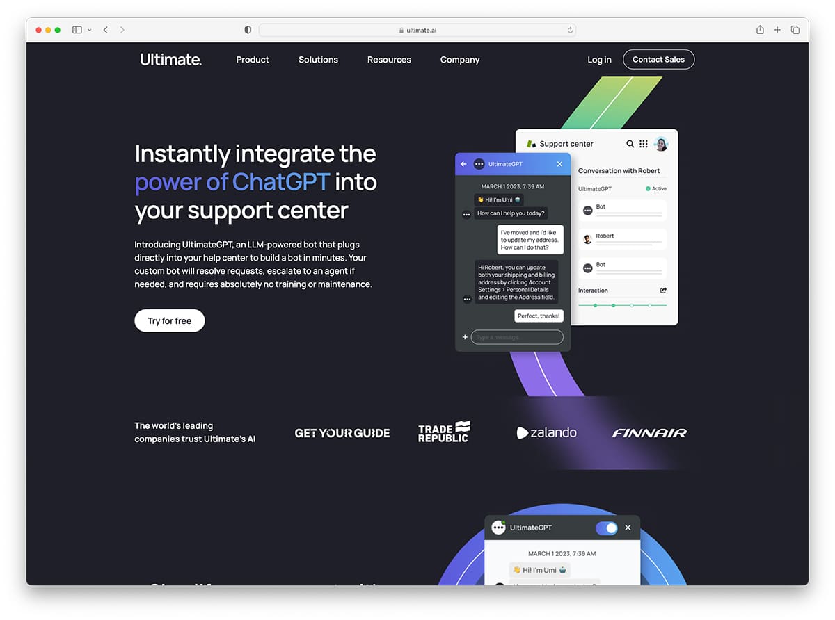 UltimateGPT firmy Ultimate — czat wsparcia AI