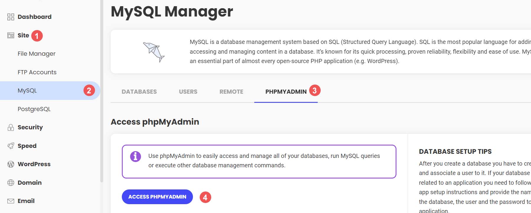 Avvia il backup del database