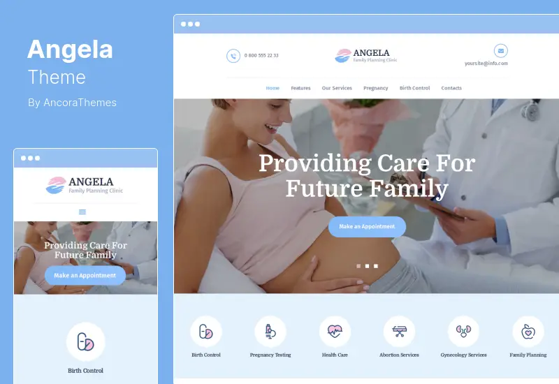 Tema Angela - Tema WordPress per la pianificazione familiare e la clinica per la gravidanza