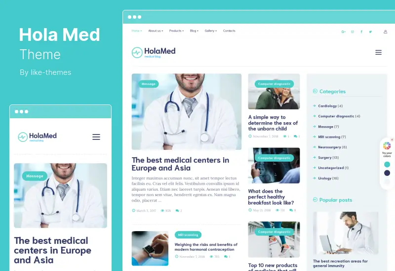 HolaMed Theme - Tema WordPress para Clínica de Diagnóstico Médico e Cirurgia Plástica