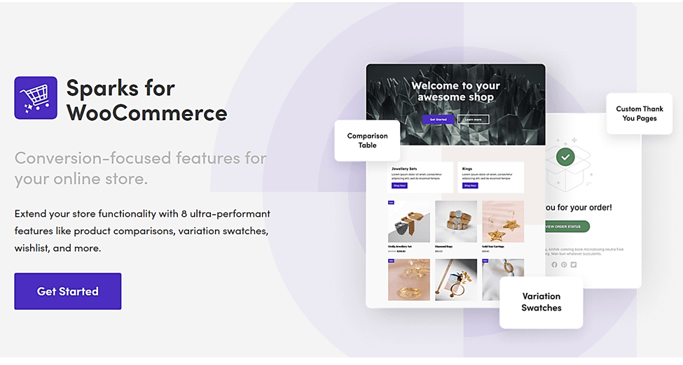 Искры для обзора WooCommerce.