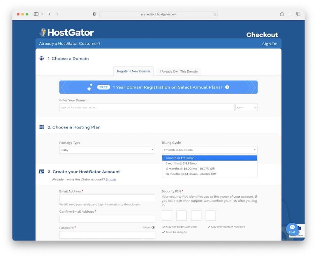 Hostgator-Monatspreise