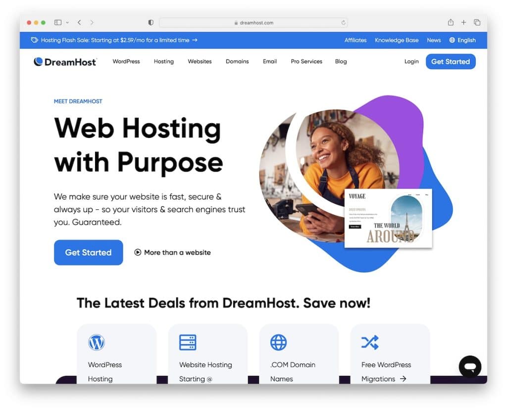 piani di web hosting mensili dreamhost