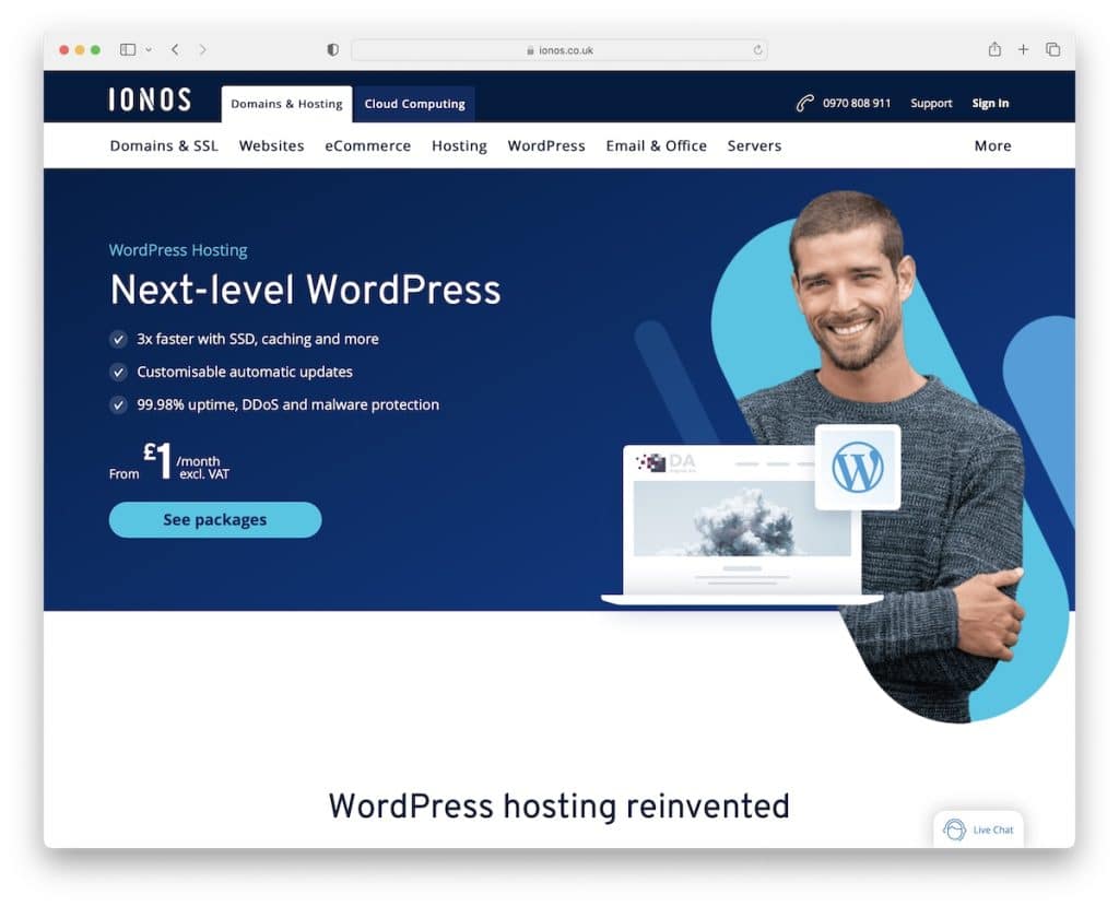 1 dan 1 hosting wordpress ionos uk