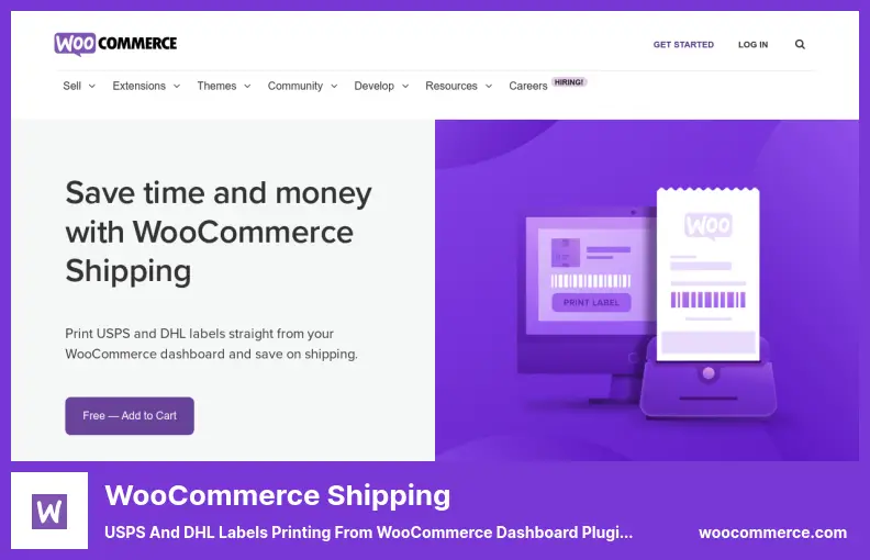 ปลั๊กอิน WooCommerce Shipping - การพิมพ์ฉลาก USPS และ DHL จากปลั๊กอินแดชบอร์ด WooCommerce