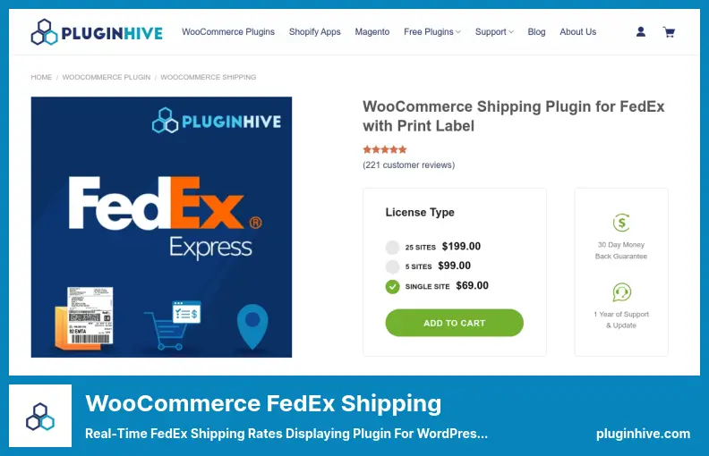 WooCommerce-Versand-Plugin für FedEx mit Print-Label-Plugin – Echtzeit-Anzeige der FedEx-Versandtarife, Plugin für WordPress