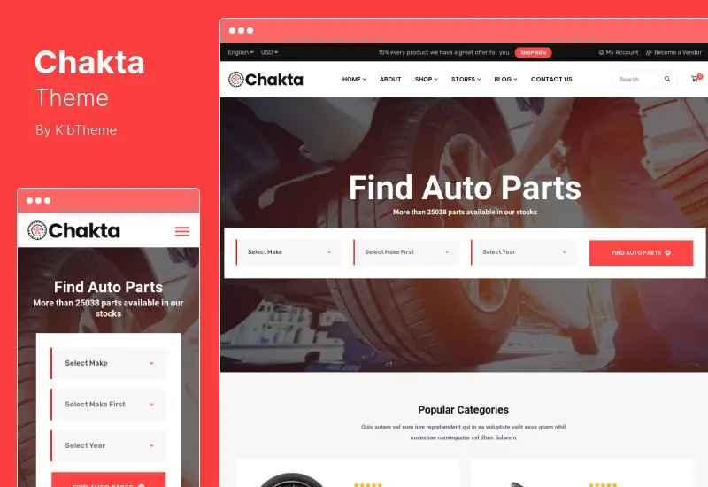 Chakta 테마 - Auto Parts Shop WooCommerce 테마