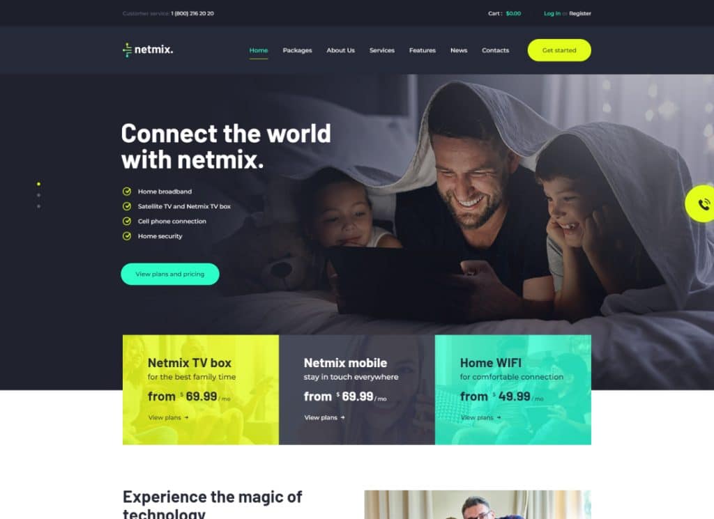 Netmix | Thème WordPress pour fournisseur d'accès Internet haut débit et télécommunications