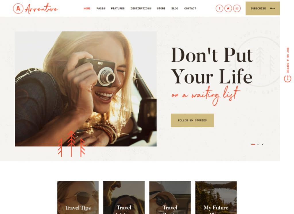 Aventura | Tema WordPress para blog pessoal de viagens e estilo de vida